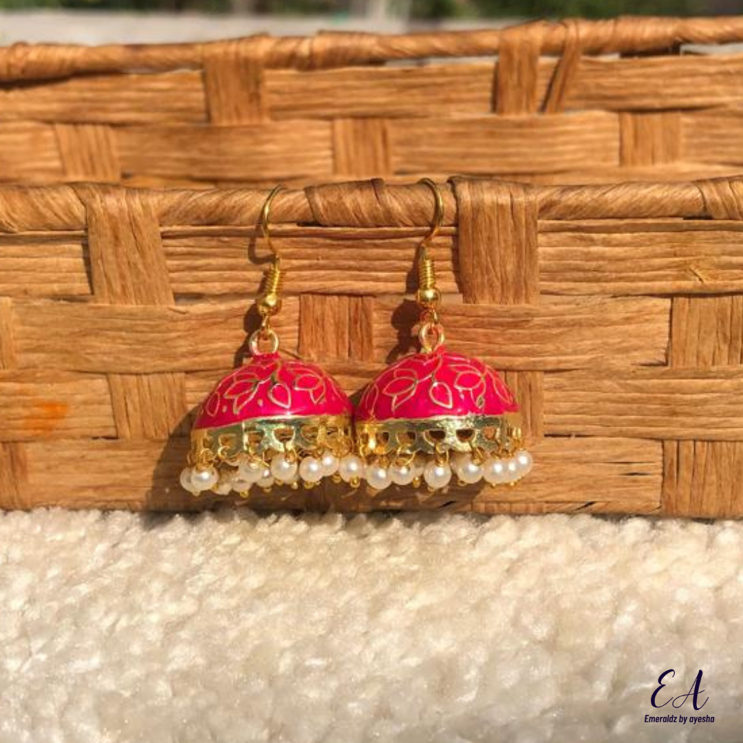 Meena jhumkay (hot pink )