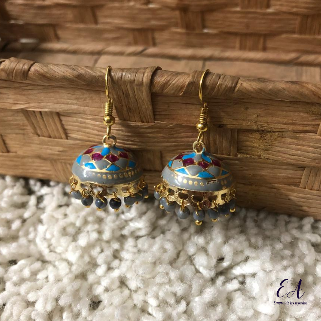 Meena Jhumkay Blue/grey