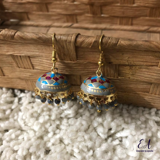 Meena Jhumkay Blue/grey