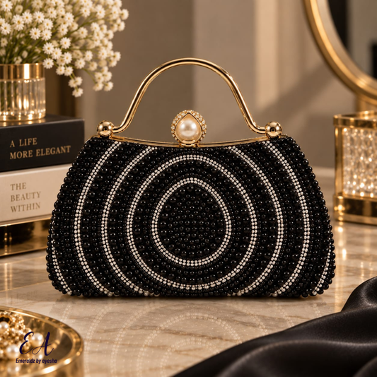 Elsa pearl Clutch (black)