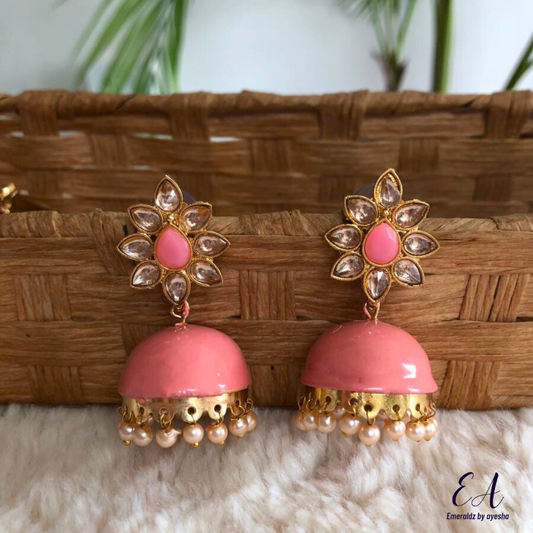 Meena jhumkay (pink)