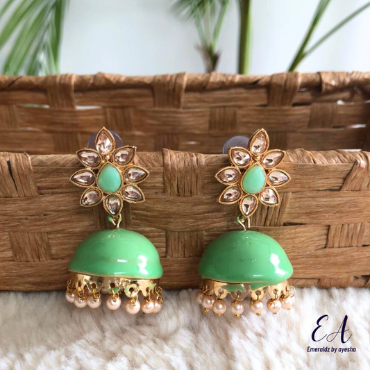 Meena Jhumkay (mint green)